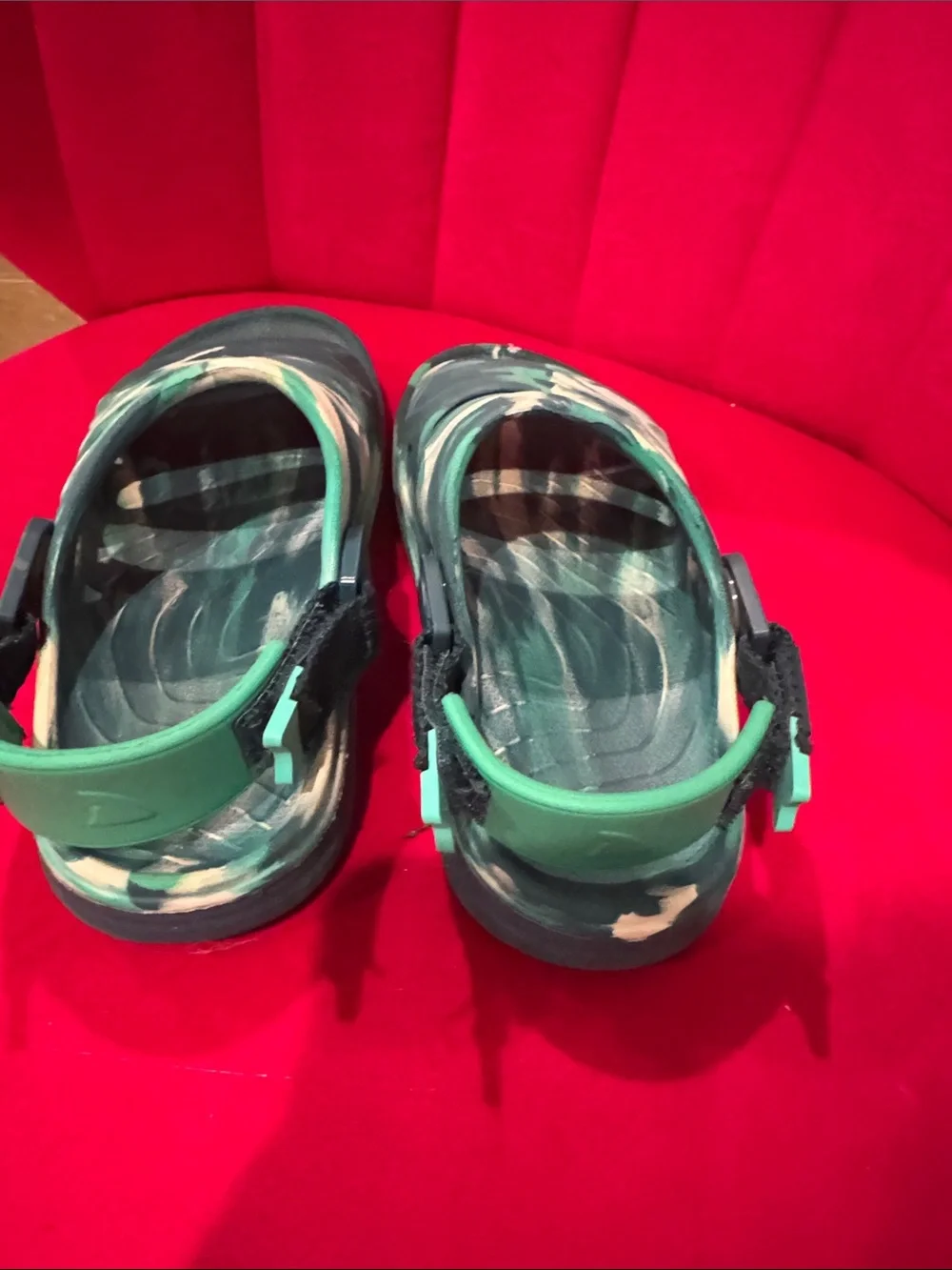 Never worn Teal & White Patterned Sandals rugged shark